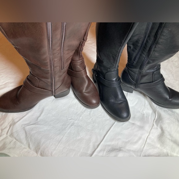 easy street Shoes - Plus Size Calf Extensions Easy Street Black and Brown Heeled Boots Lot